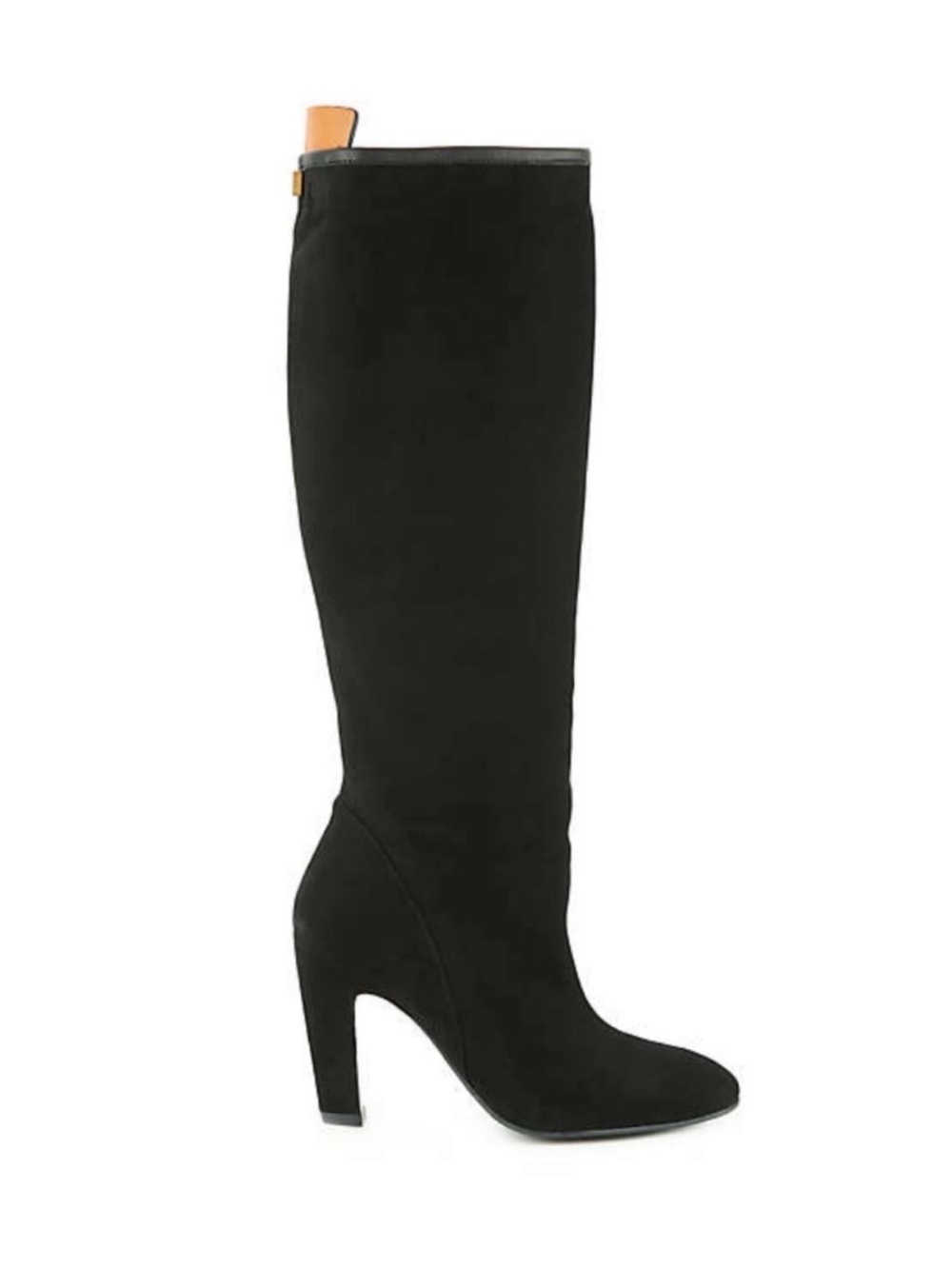Stuart Weitzman Black Knee-High Suede Heeled Boots